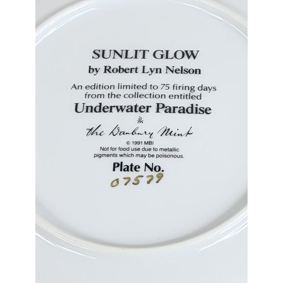 Underwater Paradise Sunlit Glow Year 1991 Porcelain 8" Home Decor Plate Robert - Picture 10 of 11